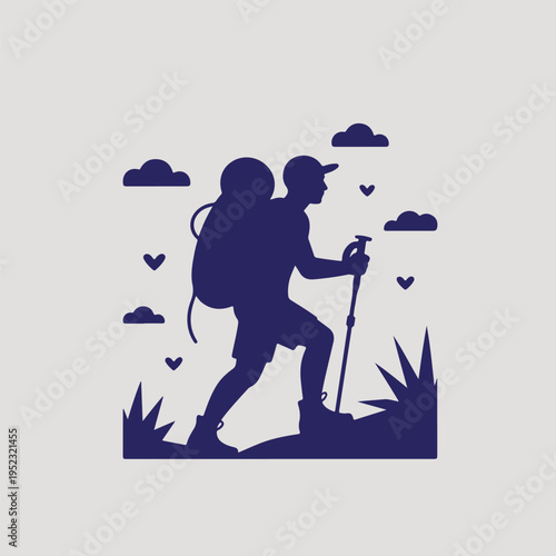 silhouette of a hiking man
