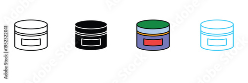 Cosmetic Cream Jar Icon for Skin Care Beauty Product, Moisturizer Container, and Plastic Packaging. Symbol Vector Illustration.