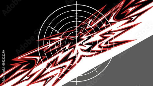 Dynamic Abstract Energetic Blast of Red and White Streaks on a Black and Grey Background