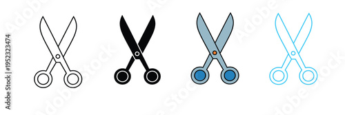 Sharp Metal Scissors Icon for Tailoring, Craft Workshop, and Office Stationery. Symbol Vector Illustration.