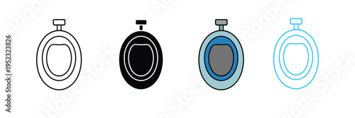 Public Restroom Urinal Icon for Men's Washroom Sanitation and Bathroom Facility. Symbol Vector Illustration.