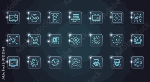 Artificial Intelligence Icons Network - AI Technology Concept