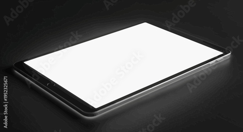 Modern Digital Tablet with Blank White Screen on Dark Abstract Background