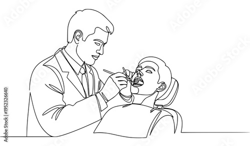 A dentist examines a patient's teeth in a modern dental clinic setting