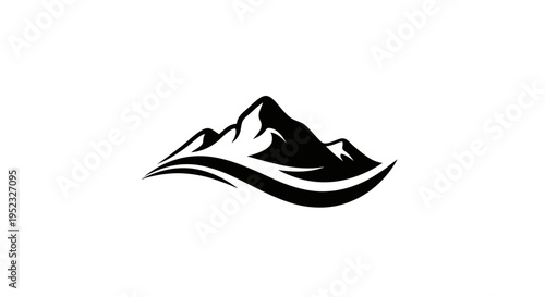 Black silhouette of a stylized mountain range on a white background.