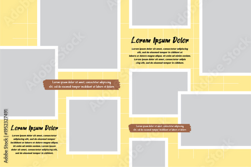 Pictures or photos frame collage, page grid layout abstract photo frames and digital photo wall template