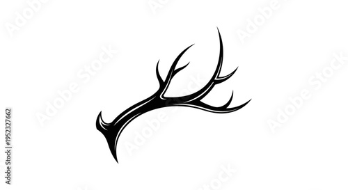 Black silhouette of an antler on a white background