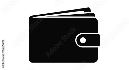 A simple black silhouette illustration of a closed wallet
