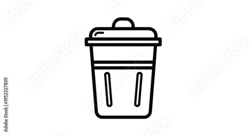 Simple line drawing of a closed trash can or wastebasket icon