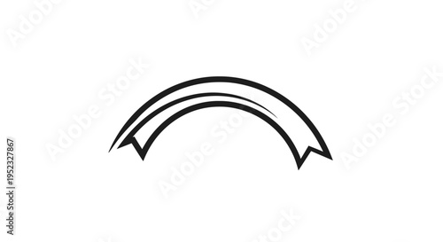 A simple black graphic illustration of two arrows forming a semicircle on a white
