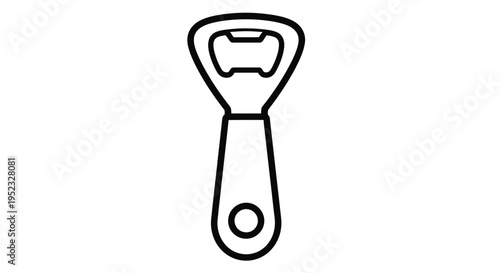 Simple line drawing of a classic bottle opener with a circular handle