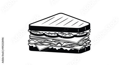 Simple black and white illustration of a triangular cut sandwich