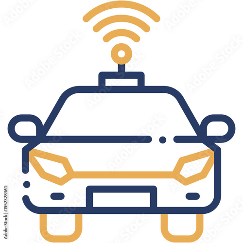 Self Driving Autonomous Car Vector Icon for Smart Transportation