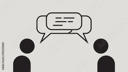 Two people having a conversation with a speech bubble between them