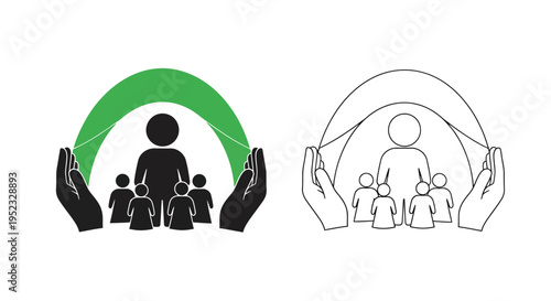 Hands protecting people a graphic illustration of care and inclusivity