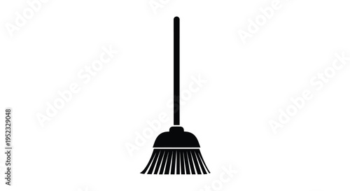 Simple black silhouette of a traditional household cleaning broom