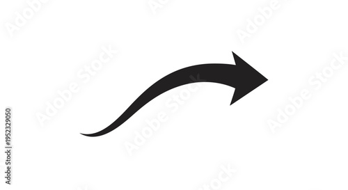 Black curved arrow pointing right on a white background.