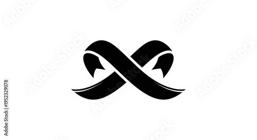 Black ribbon infinity symbol on a white background.