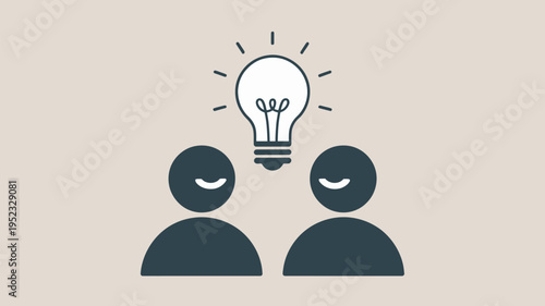Two people having an idea with a lightbulb above their heads