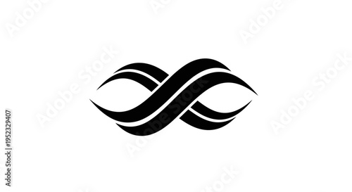 Black infinity symbol logo on a white background with smooth curves.