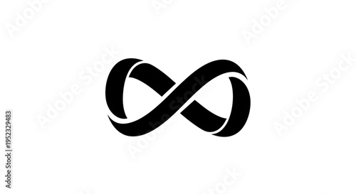 Black infinity symbol on a white background with a minimalist design