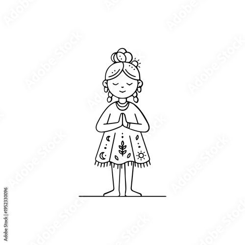 Little girl in prayer stance.