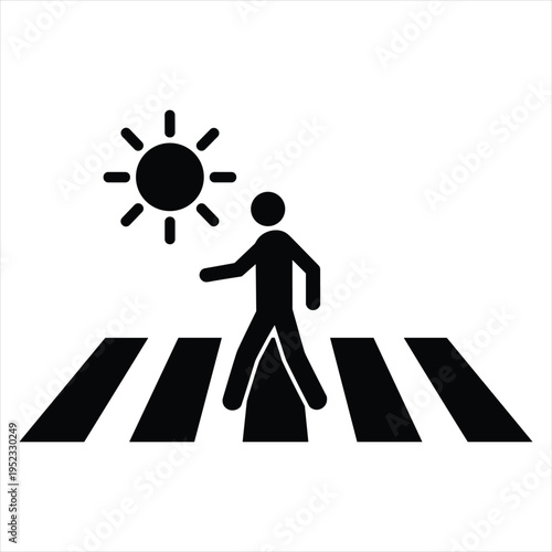Pedestrian crossing sign with sun