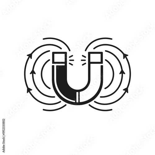 Illustration of a U-shaped magnet with magnetic field lines curving around it
