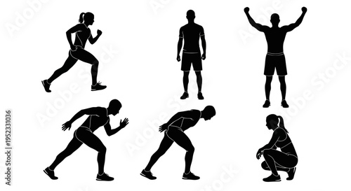 Athlete Silhouettes: Running, Sprinting, and Posing for Sports