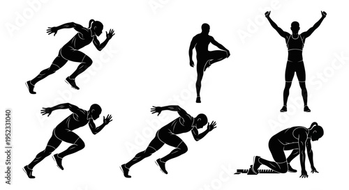 Athletes Running, Sprinting, and Celebrating - Silhouette Collection