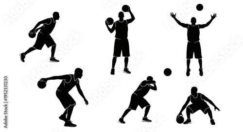 Basketball Player Silhouettes - Action Poses Collection