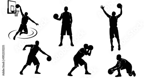 Basketball Player Silhouettes - Action Poses Set