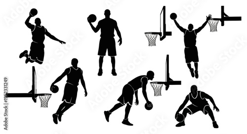 Basketball Player Silhouettes - Action Poses