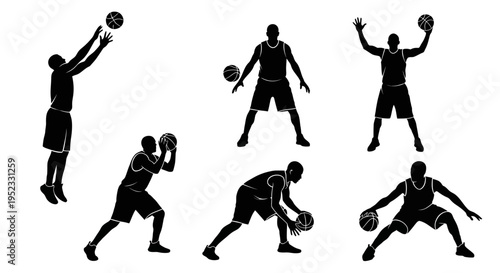 Basketball Player Silhouettes - Action Poses