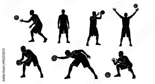 Basketball Player Silhouettes - Dynamic Action Poses