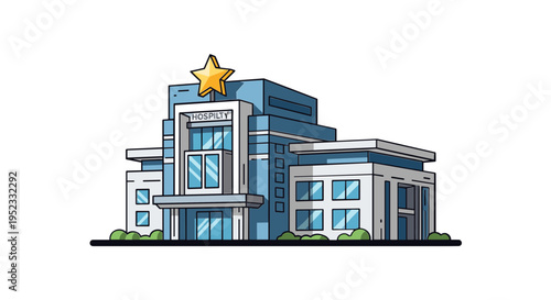 Modern Building with Gold Star Decoration.
