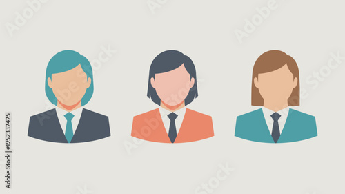 Three diverse business professionals standing together in a modern corporate setting