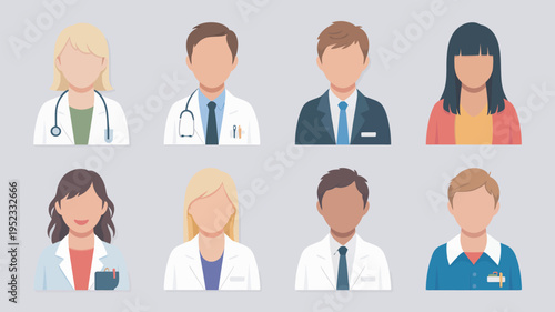 A diverse group of medical professionals and healthcare workers in various uniforms and attire.