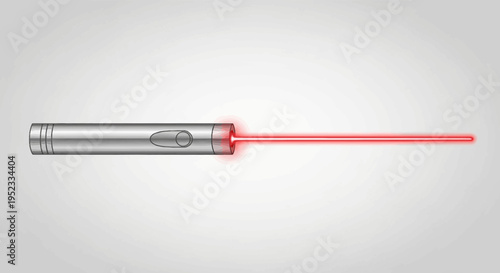 Vector illustration of a metallic laser pointer emitting a straight, red light beam