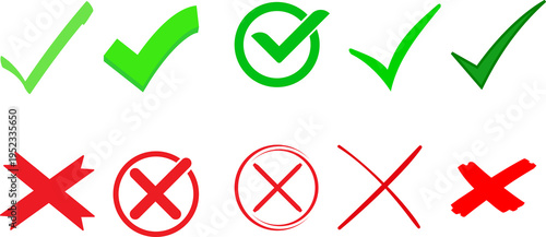 Canvas Print Green check mark and red cross mark Green check mark and red cross symbols for y