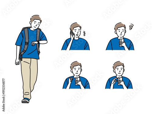 スマホを操作する若いカジュアルな男性