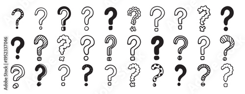 Bild auf Leinwand Question mark doodle set cartoon help ask hand drawn
