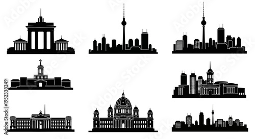 Berlin Skyline Silhouettes: Iconic Landmarks Collection