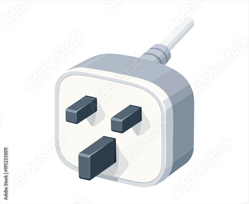 Grey And White Three Prong Electrical Plug