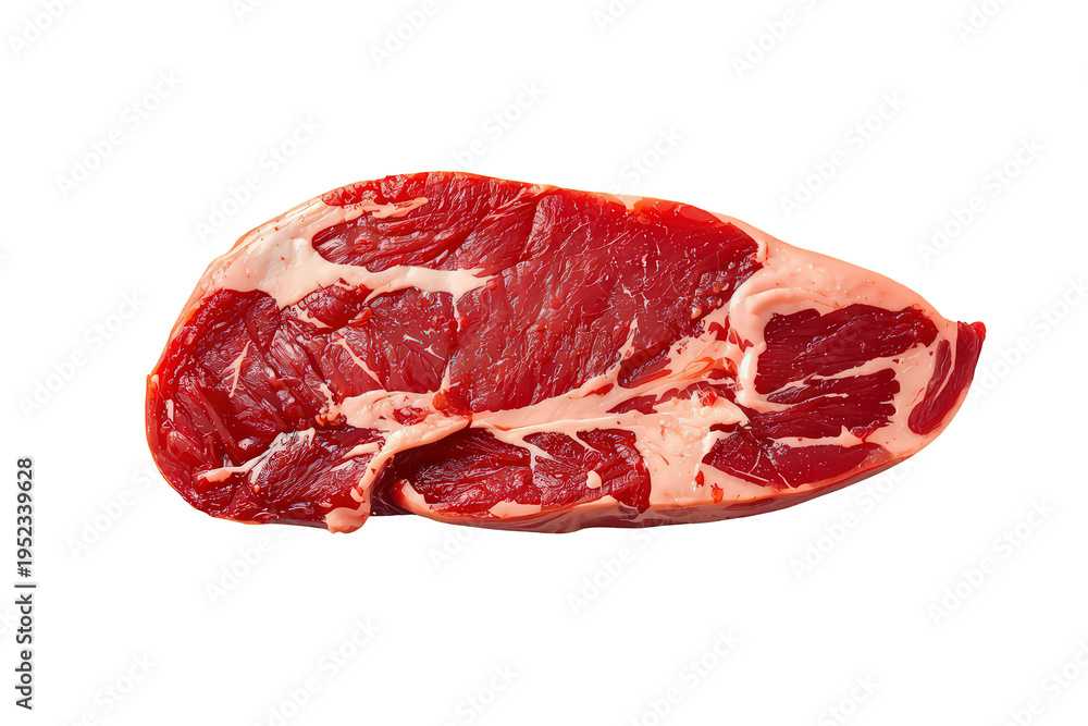 Fototapeta premium Raw ribeye steak uncooked, red marbled meat cut fresh for grilling, isolated on transparent background