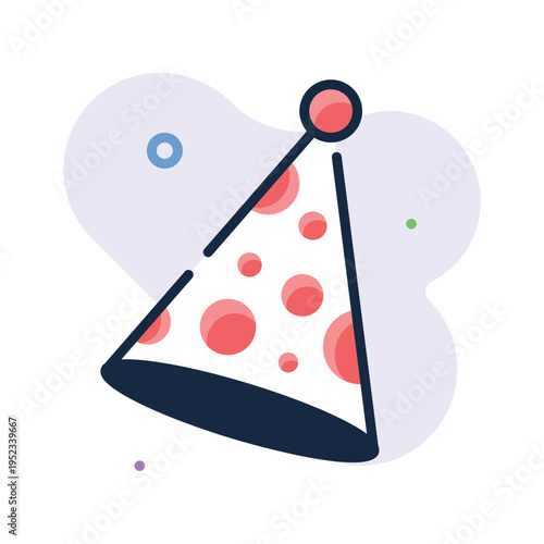 Modern outline icon representing colorful party hat celebration accessory