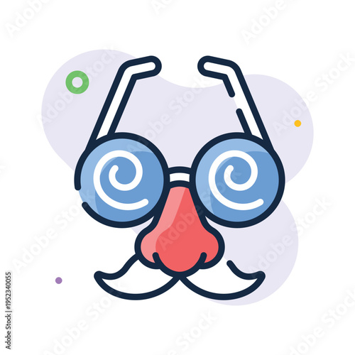 Well designed outline icon showing funny disguise glasses prop