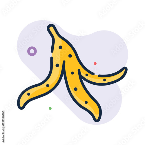 Well crafted outline icon of banana peel slipping prank