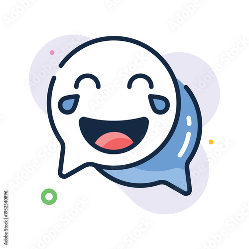 A visually appealing outline icon showing laughing chat bubble