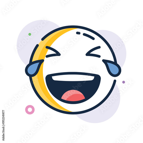 A modern outline icon of funny laughing emoji face